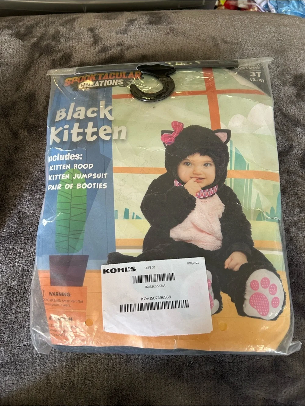 Spooktacular Black Kitten Kids Costume - Black with Pink Accents 3T (3-4)